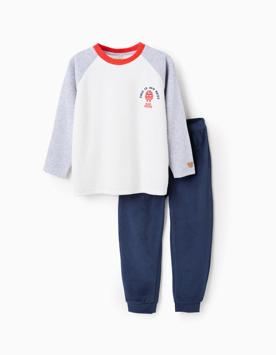 Velour Pyjama for Boys 'Monster of Emotions', Blue/Grey/White