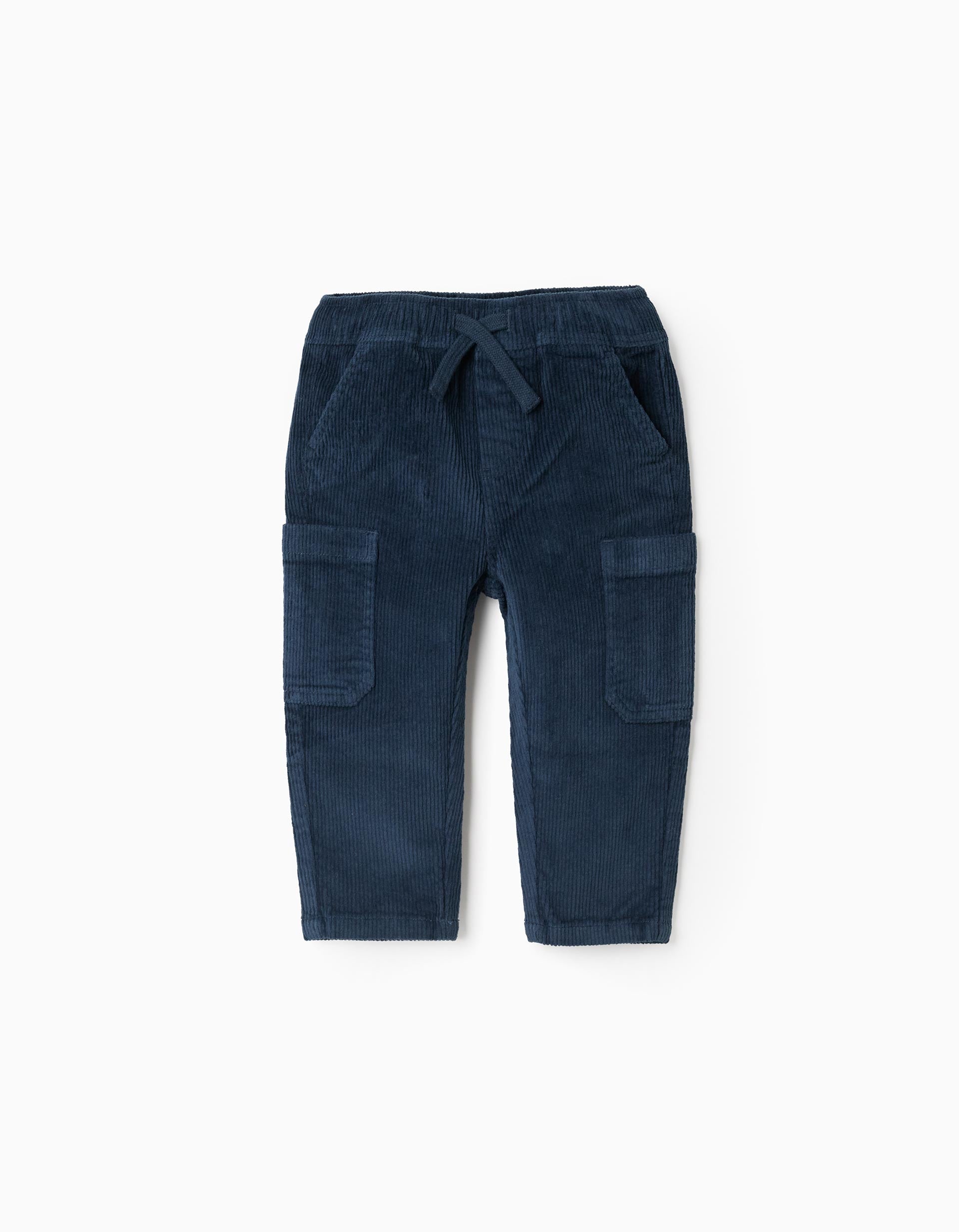 Cargo Corduroy Trousers for Baby Boys, Dark Blue | Ziddy KSA