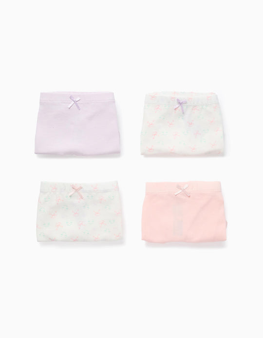 Pack of 4 Boxer Shorts for Girls 'Monsters of Emotions', Beige/Pink/Purple