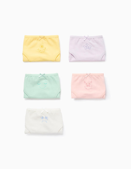 Pack of 5 Briefs for Girls 'Monsters of Emotions', Multicolour