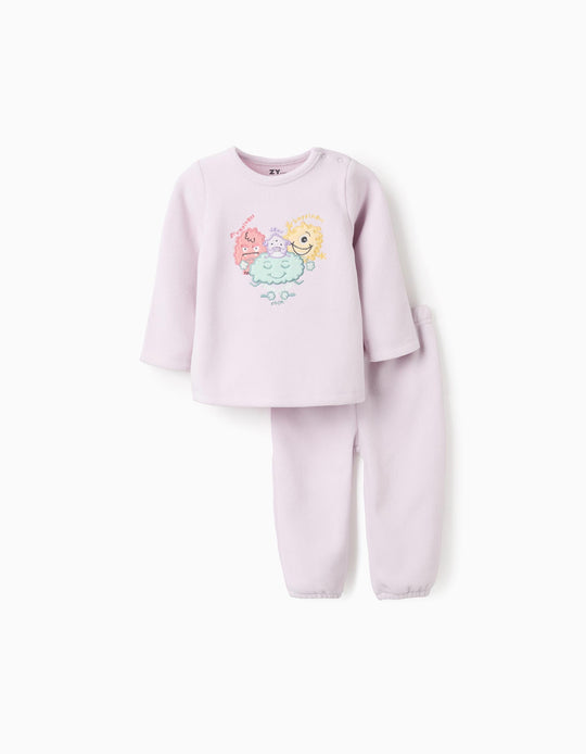 Polar Fleece Pyjamas for Baby Girls 'Monsters of Emotions', Lilac