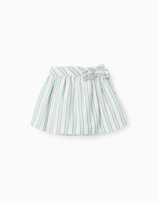 فستان مريلة قطن مخطط للفتيات الرضع "B&S"، أخضر/أبيض