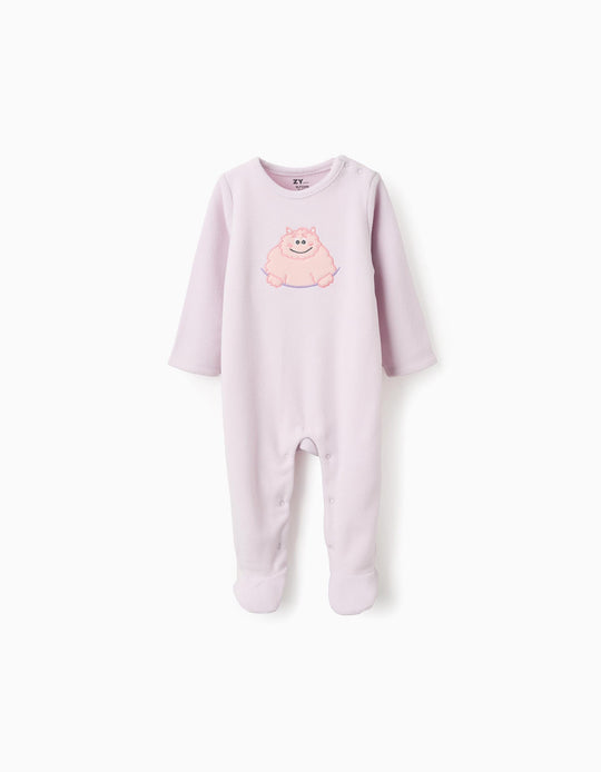 Polar babygrow with embroidery 'Emotions' for baby girls, lilac