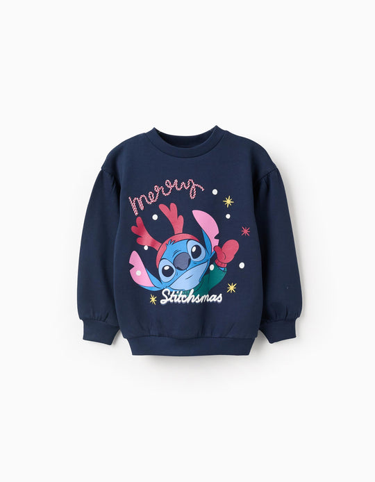 Brushed sweatshirt with Stitch print for girls, dark blue