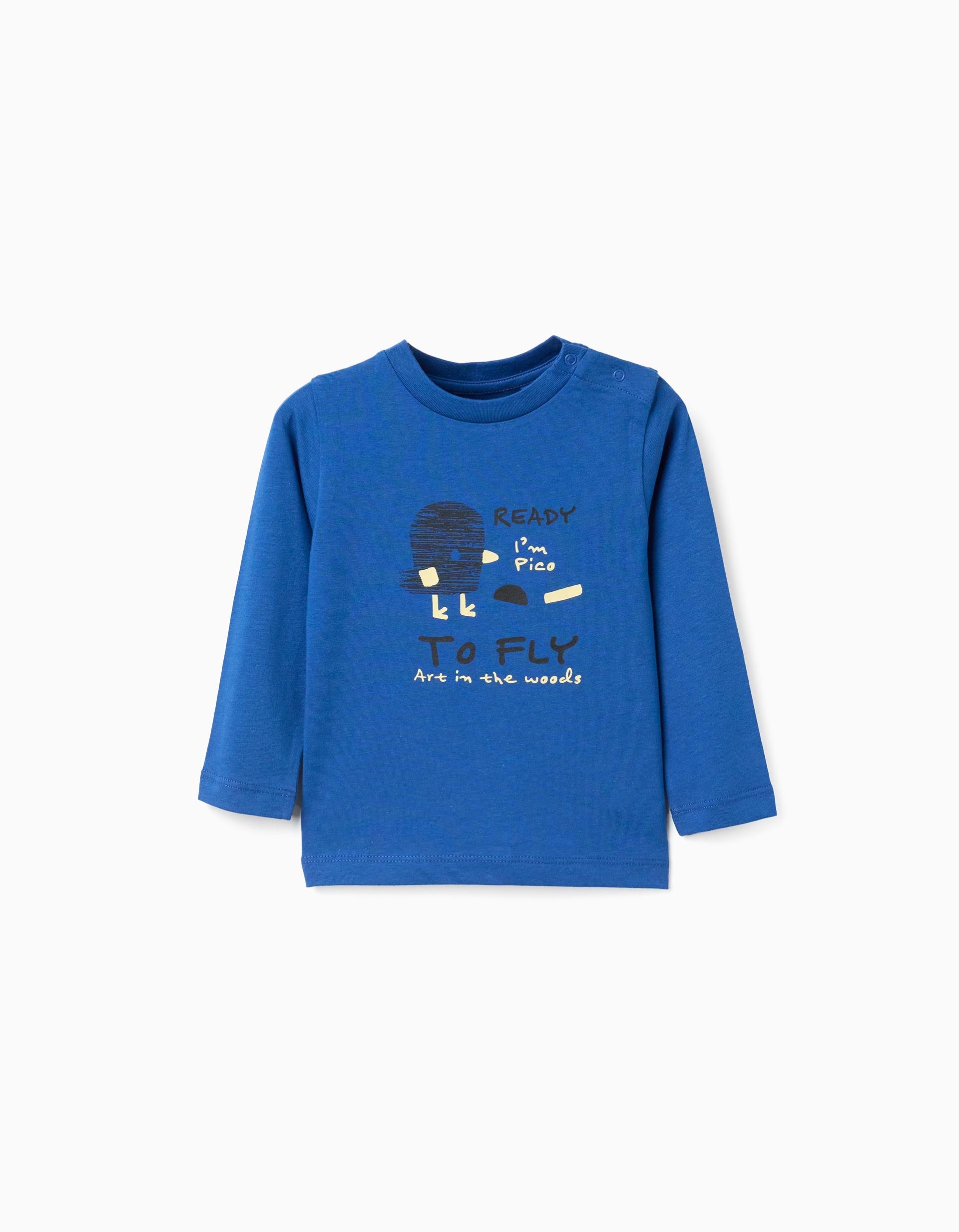 Long sleeve cotton T-shirt 'Pico' for baby boys, blue | Ziddy KSA