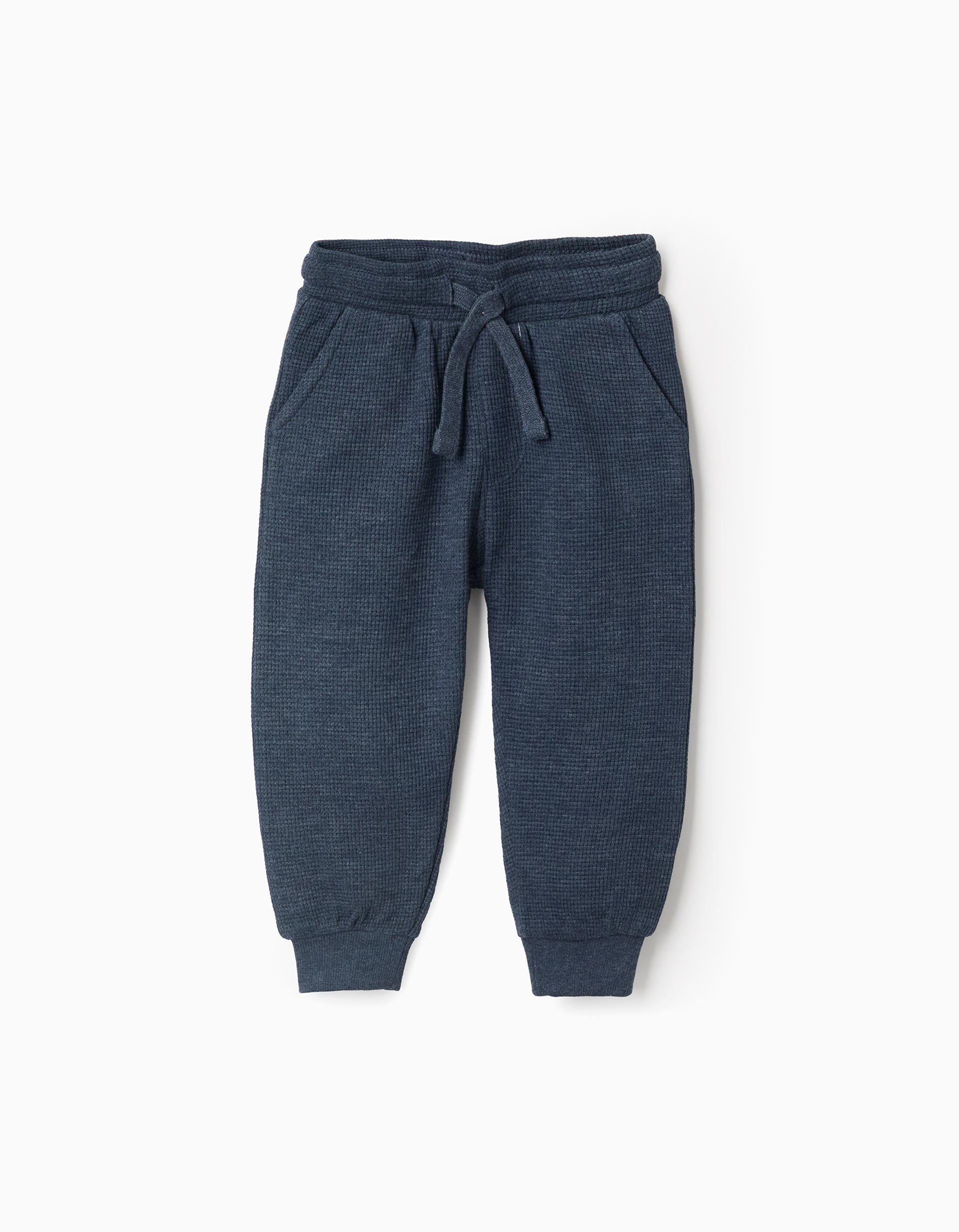 Waffle Textured Joggers for Baby Boys, Dark Blue | Ziddy KSA