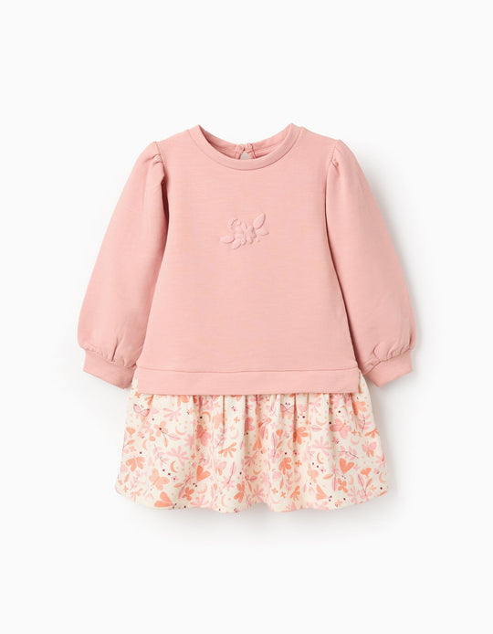 Sweat-dress with Butterfly Motif for Baby Girls, Pink