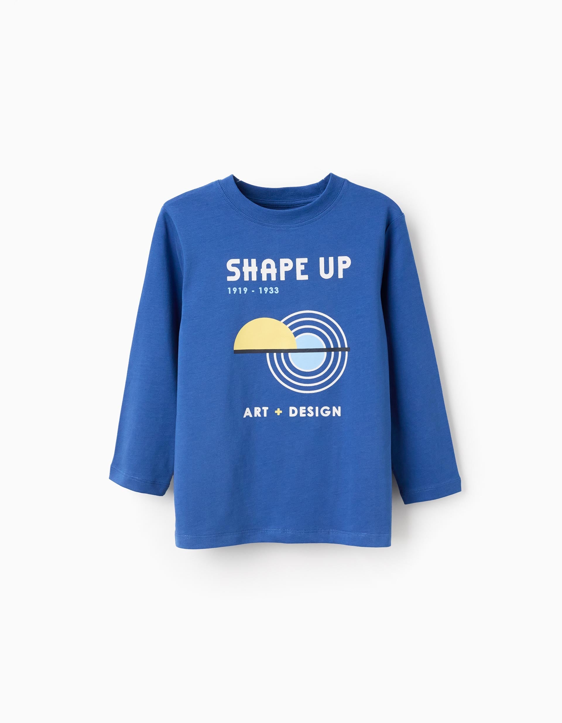 Long Sleeve Cotton T-shirt for Boys 'Art & Design', Blue | Ziddy KSA