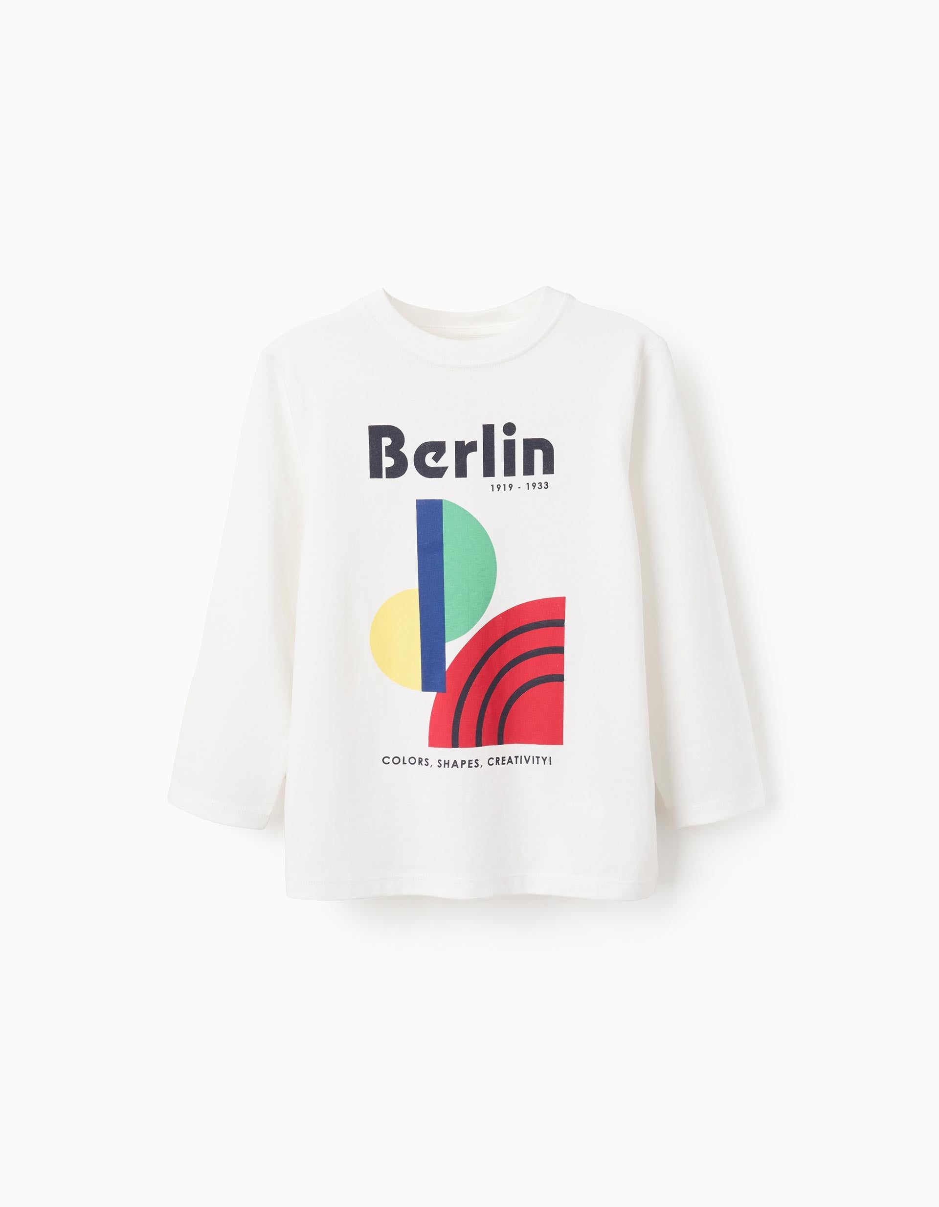 Long Sleeve Cotton T-shirt for Boys 'Berlin', White | Ziddy KSA