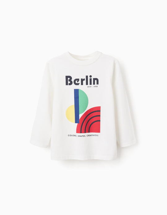 Long Sleeve Cotton T-shirt for Boys 'Berlin', White