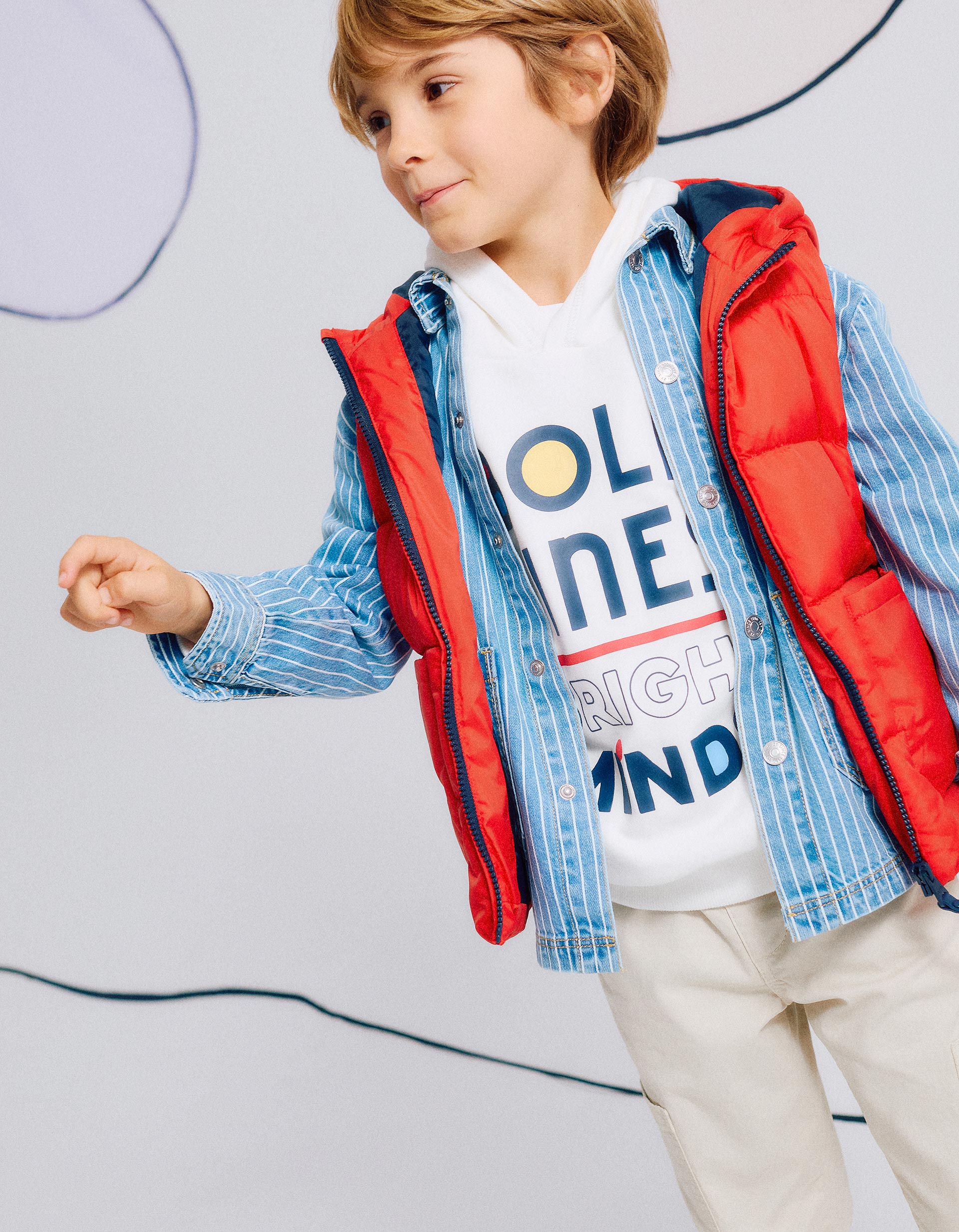 Hooded Padded Gilet for Boys, Red | Ziddy KSA