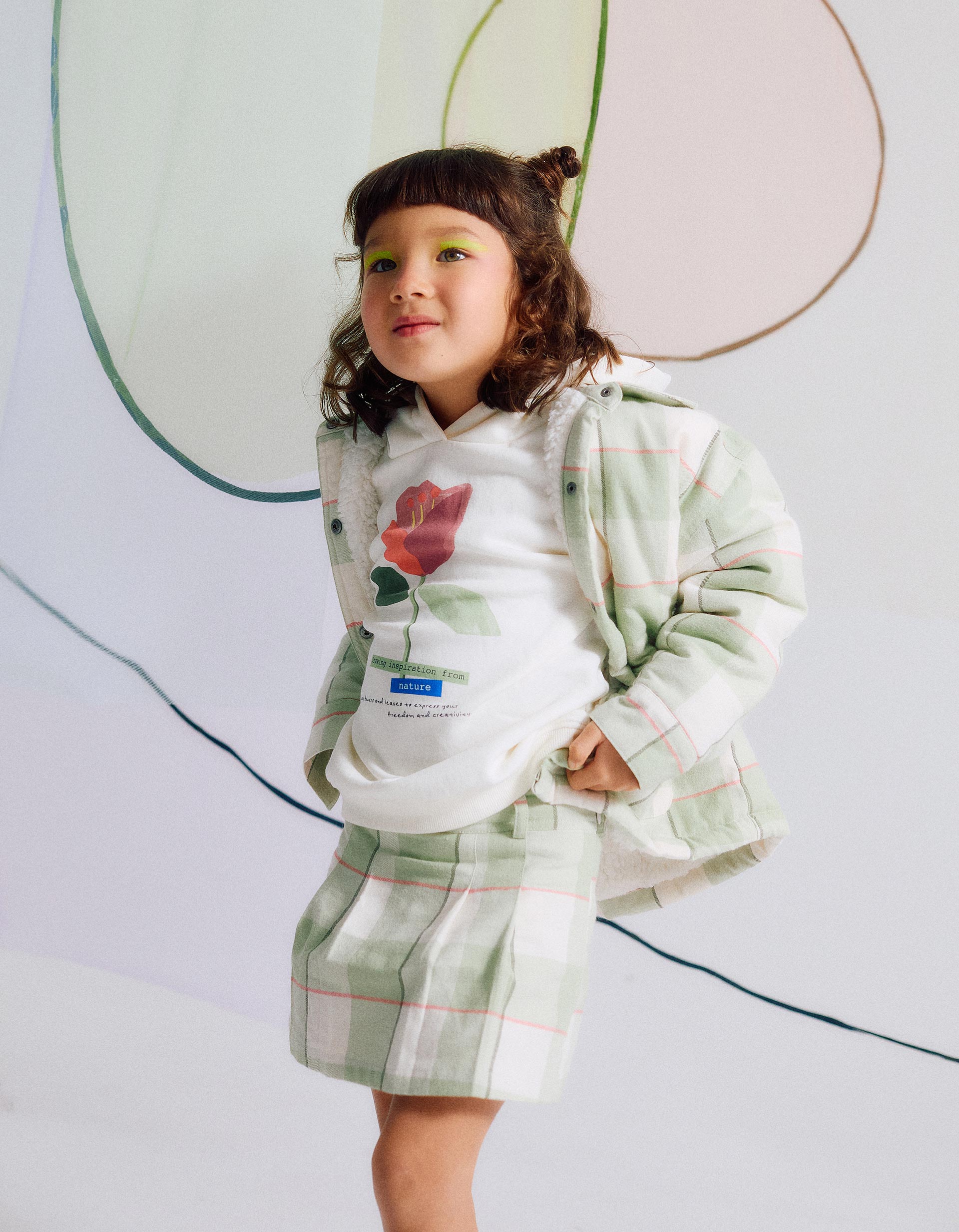 Check Flannel Skort for Girls, Green | Ziddy KSA