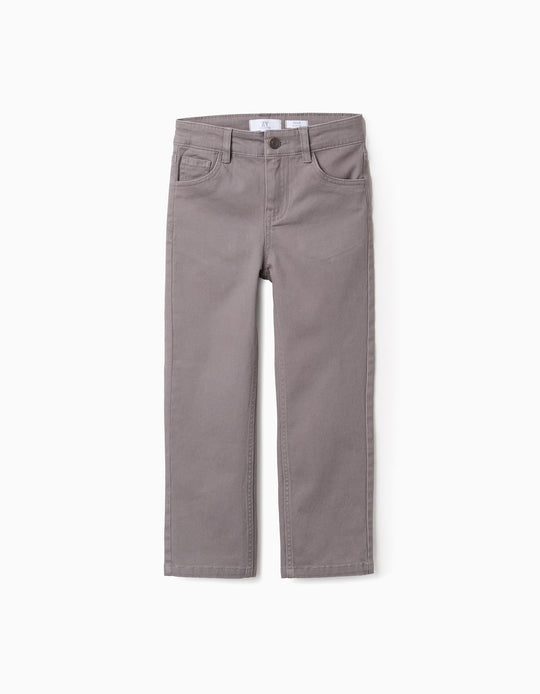 Twill Trousers for Boys 'Slim Fit', Grey