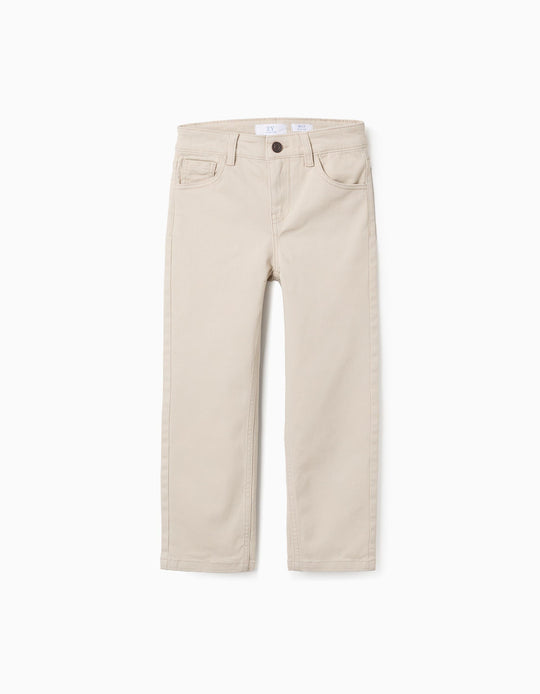 Twill Trousers for Boys 'Slim Fit', Beige