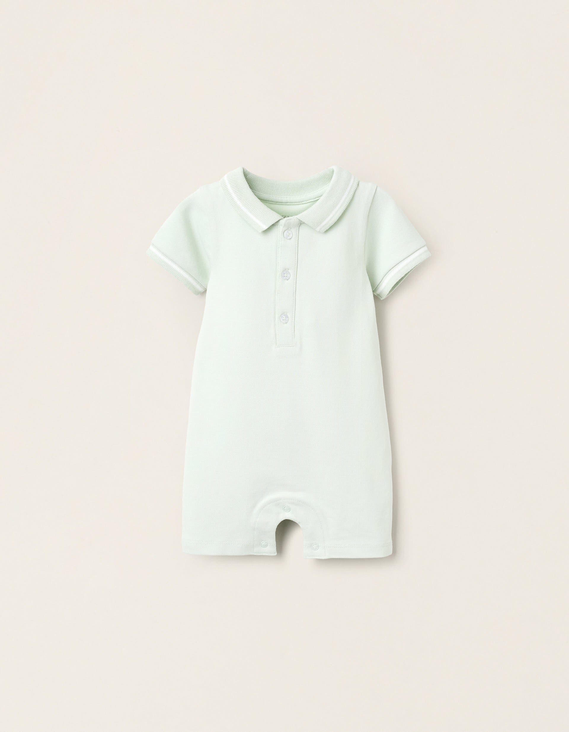 Piqué Polo Romper for Newborns, Aqua Green | La vie en Rose | KSA
