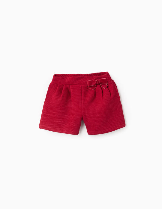 Textured Shorts for Girls, Red