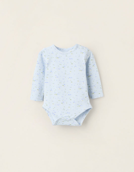 Mushroom Print Bodysuit for Newborns, Blue