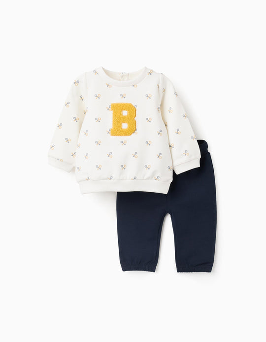 Motif Tracksuit for Newborns 'Keys', White/Blue