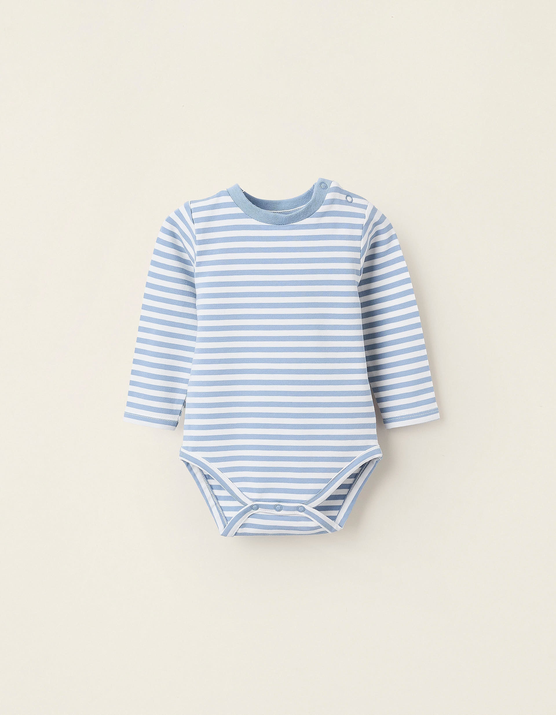 Striped Long Sleeve Bodysuit for Newborns, White/Blue | La vie en Rose | KSA