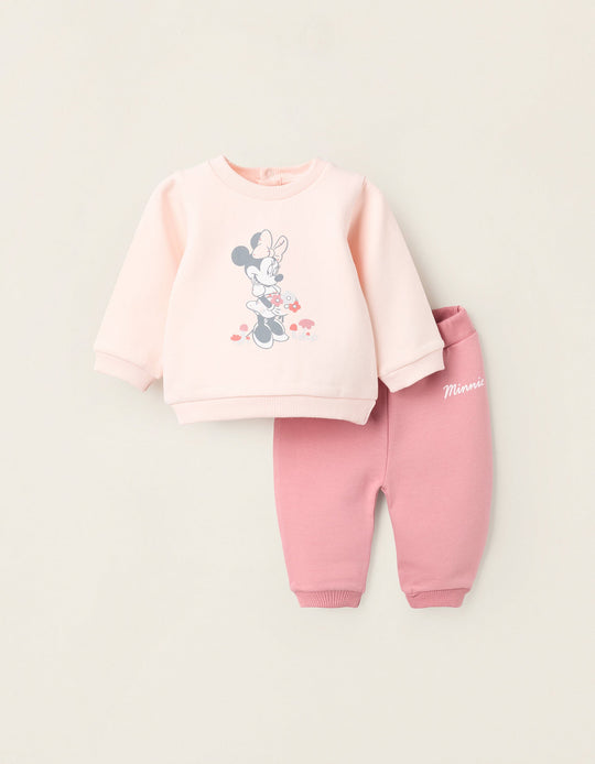 Brushed Sweatshirt + Trousers for Newborns 'Minnie', Pink