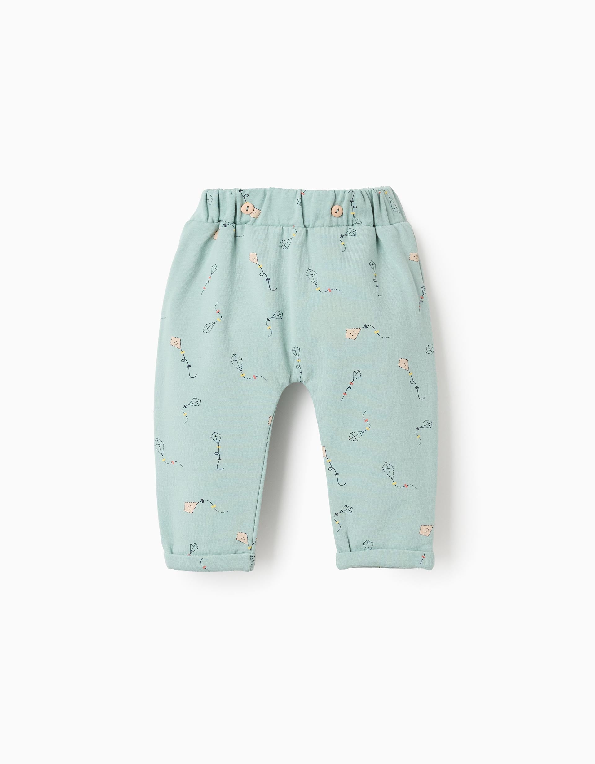 Brushed Trousers with Motif for Newborns 'Parrot', Aqua Green | La vie en Rose | KSA