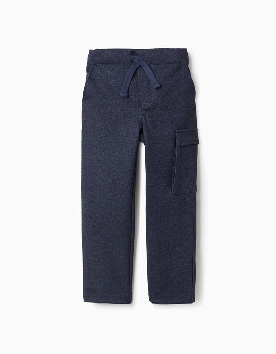 Chevron Interlock Trousers for Boys 'Straight', Dark Blue