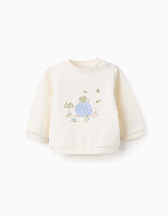 Brushed Sweatshirt for Newborns 'Snail', Beige