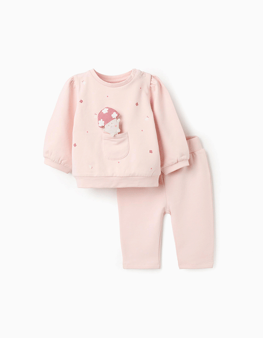 Sweatshirt + Trousers for Newborn Girls 'Mushroom', Pink