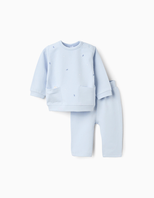 Brushed Sweatshirt + Trousers Set for Newborns 'Snail', Blue