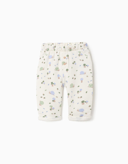Brushed Joggers for Newborns 'Snail', Beige