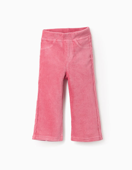 Flared corduroy leggings for baby girls, pink