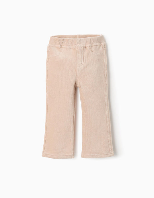 Flared corduroy leggings for baby girls, beige