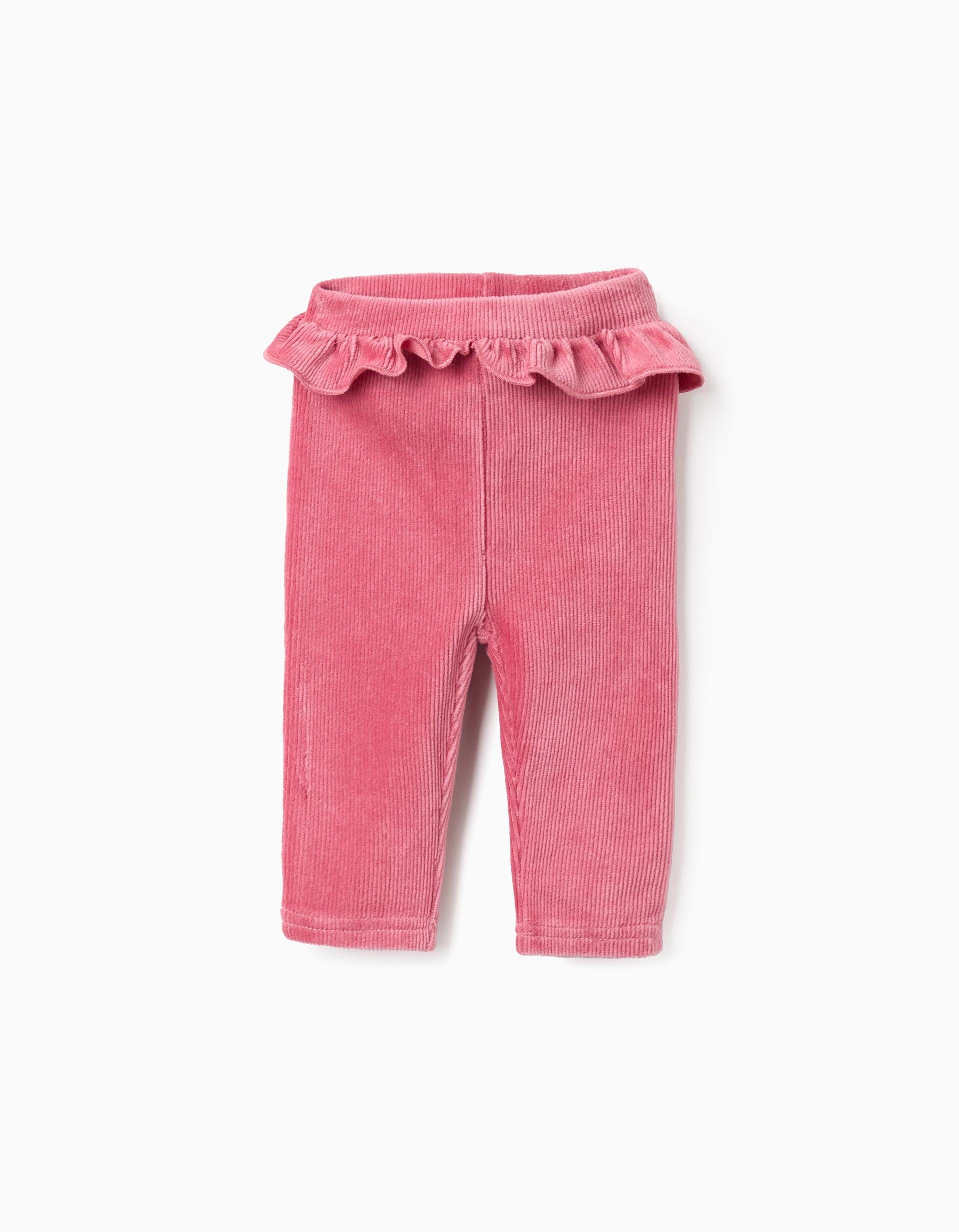 Corduroy Jeggings with Ruffles for Newborns, Pink | Ziddy KSA