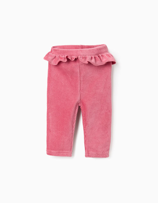 Corduroy Jeggings with Ruffles for Newborns, Pink