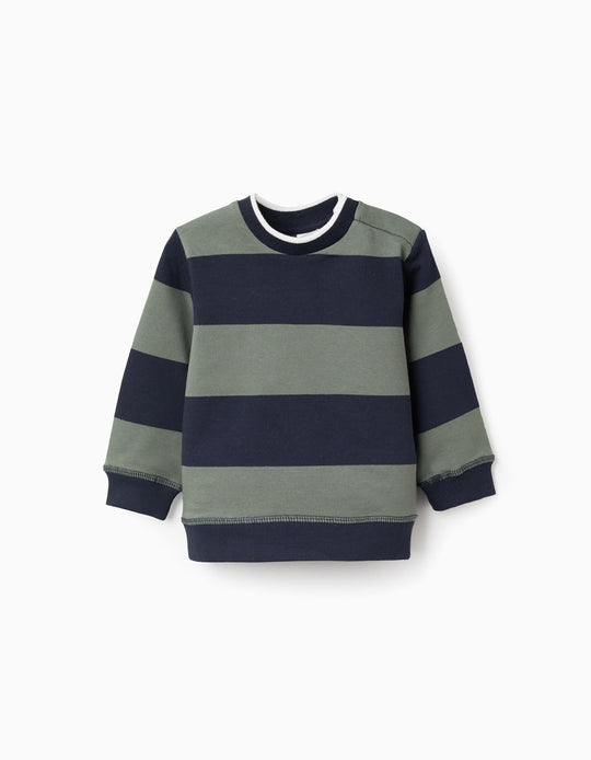 Striped sweatshirt for baby boys, dark blue/green