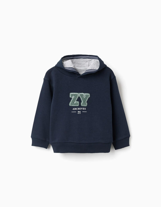 سويت شيرت فليس قطني، أزرق داكن، 18/24 شهر