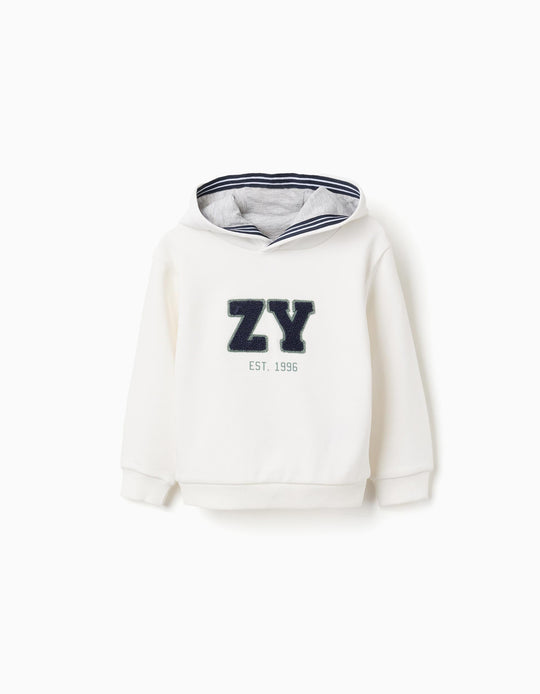 سويت شيرت فليس قطني، أبيض، مقاس SMS