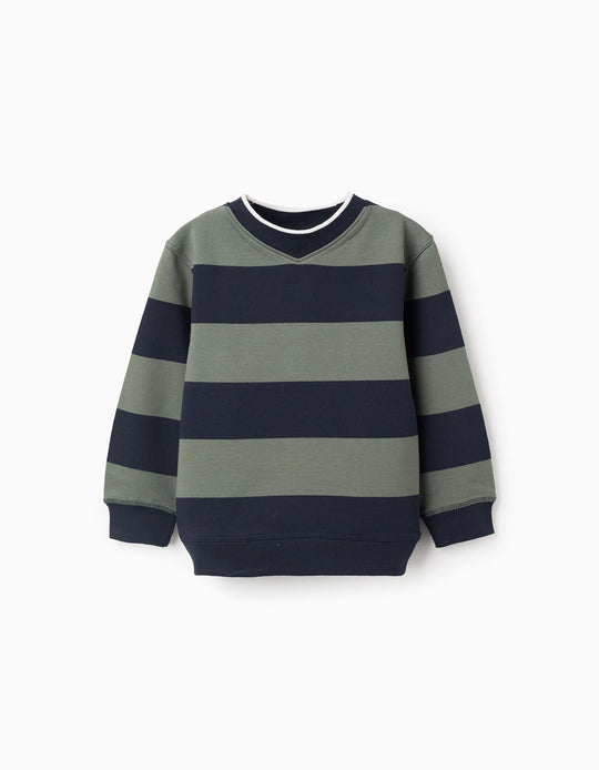 Striped sweatshirt for boys, dark blue/green