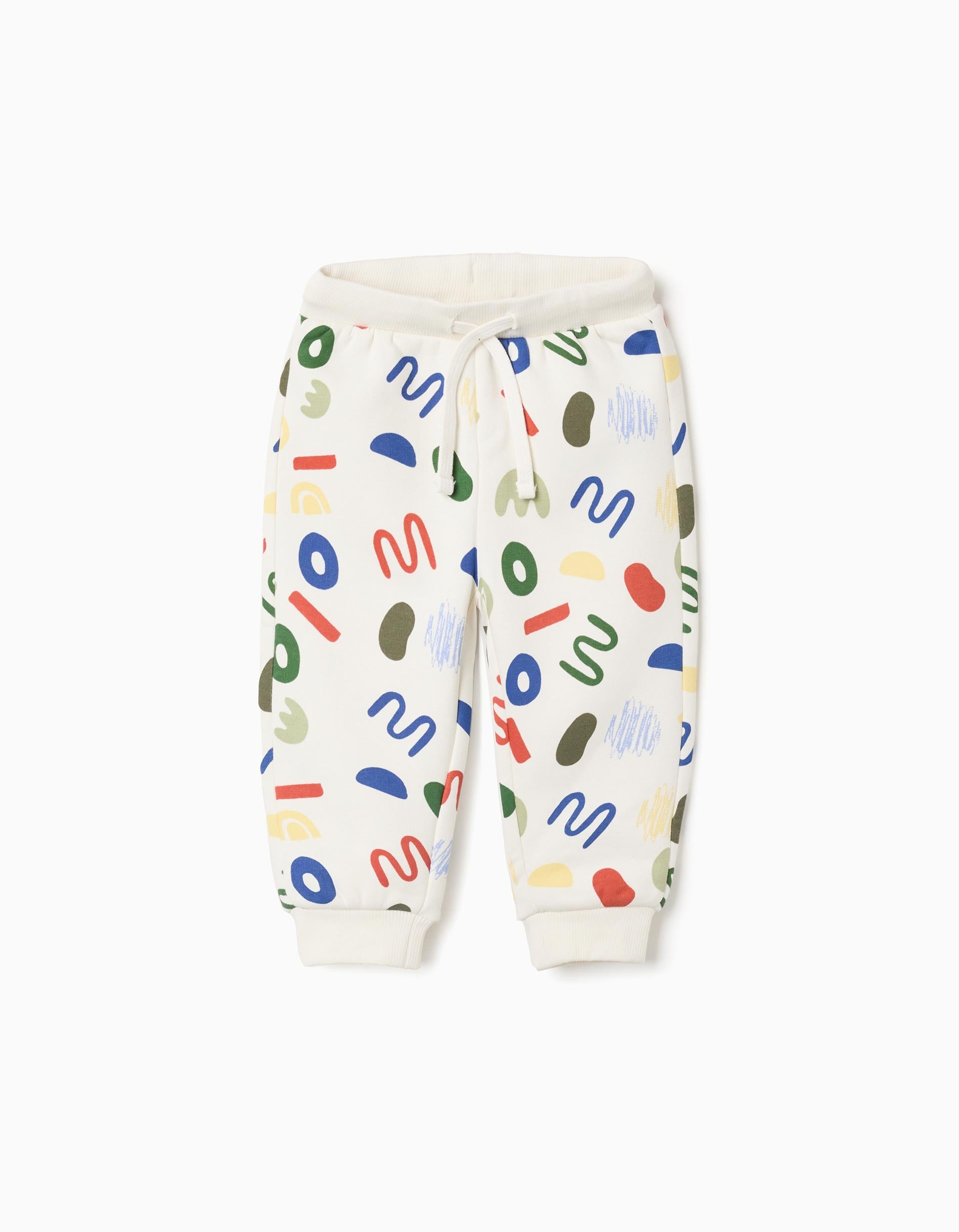 Brushed joggers with a colourful motif for baby boys, multicolour | Ziddy KSA