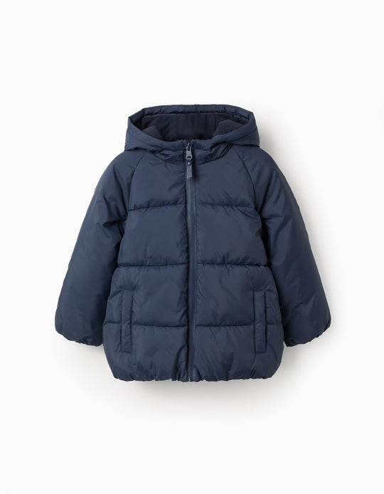 Hooded Padded Jacket with Fleece Lining for Boys, Dark Blue