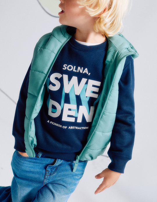 سويتشيرت مُمشّط للأولاد "Solna"، أزرق
