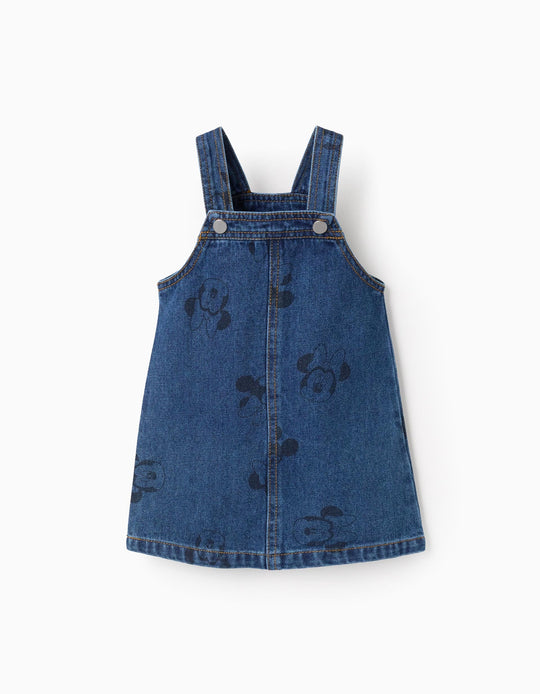 Motif Denim Pinafore Dress for Baby Girls 'Minnie', Blue