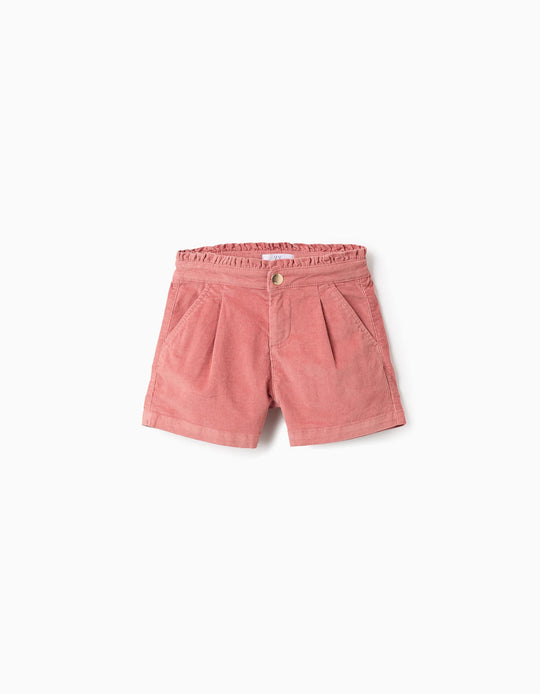 Corduroy Shorts with Ruffles for Girls, Pink