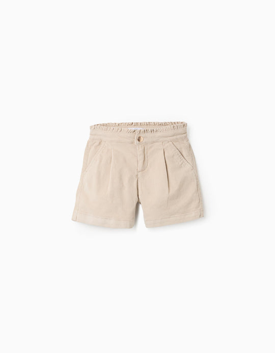 Corduroy Shorts with Ruffles for Girls, Beige
