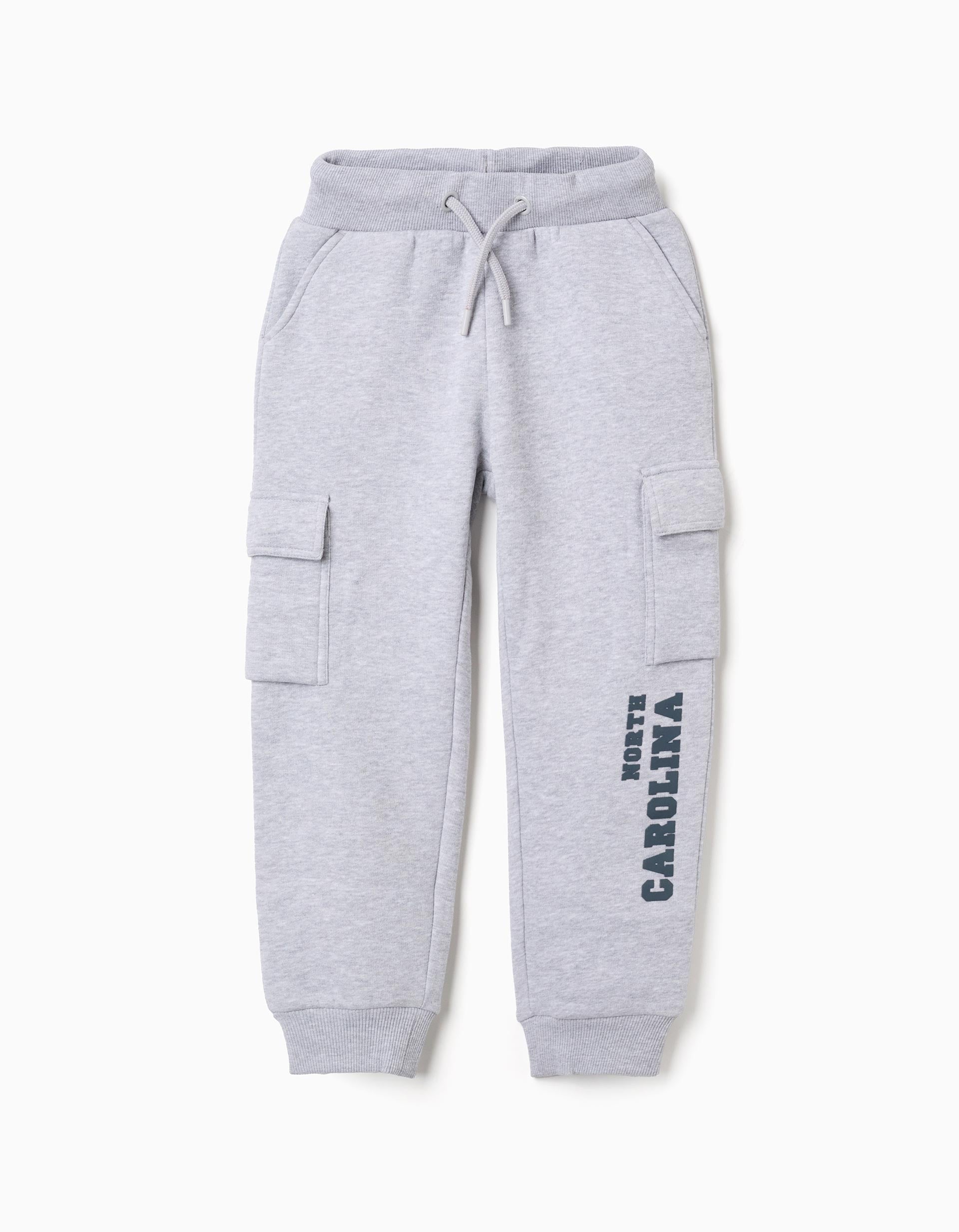 Cargo Joggers with Print for Boys 'North Carolina', Grey | Ziddy KSA