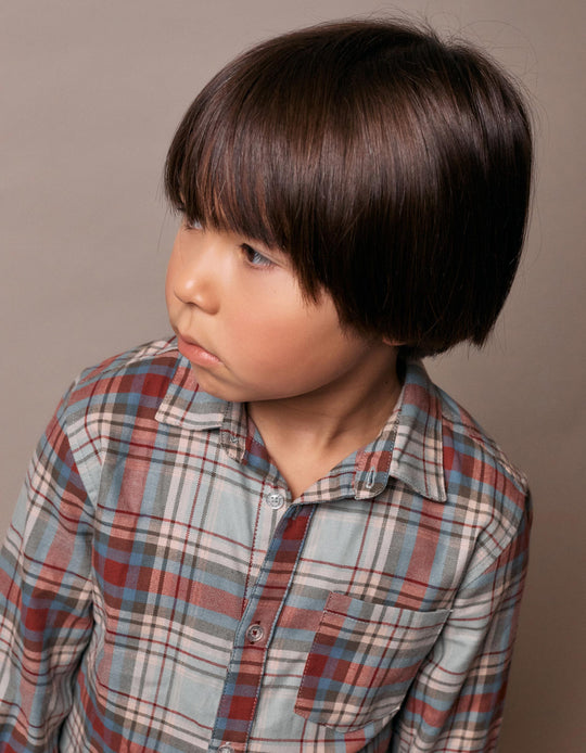 Cotton shirt with check pattern 'B&S' for boys, multicolour