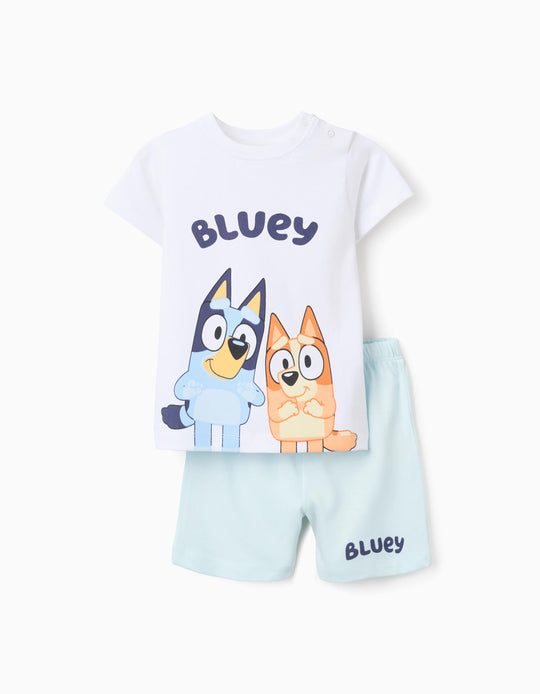 Short Cotton Pyjama for Baby Boys 'Bluey & Bingo', White/Blue