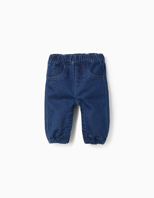 جينز بأزرار كبس للمواليد، أزرق