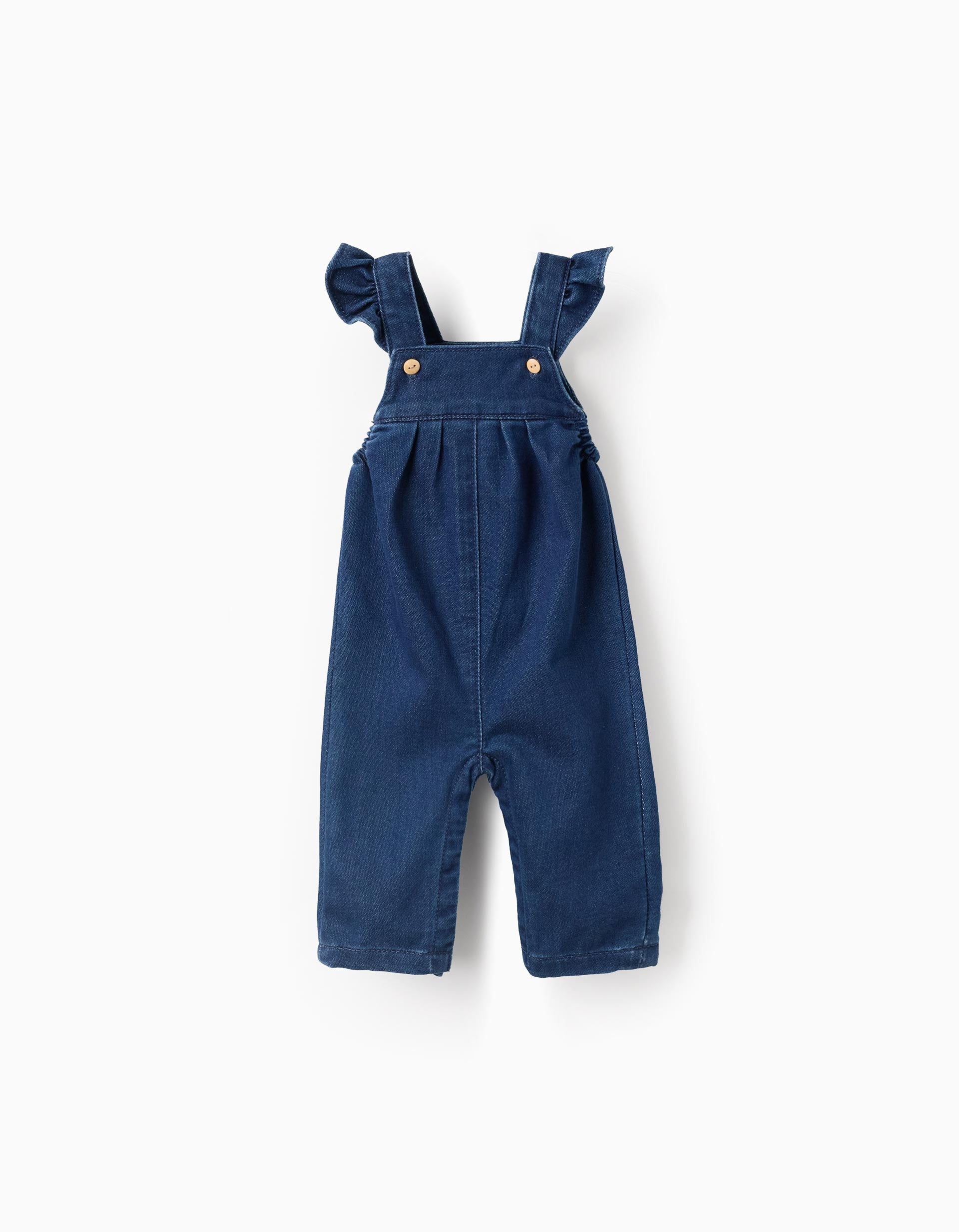 Denim Overalls with Ruffles for Newborns, Blue | Ziddy KSA