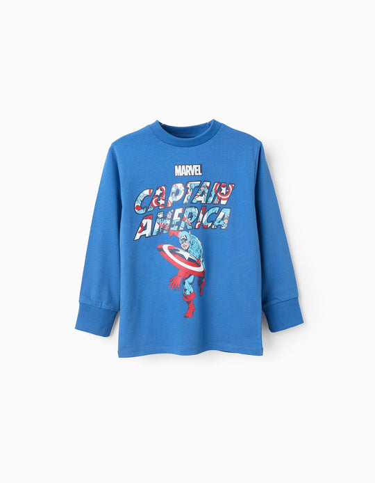 Long Sleeve T-shirt for Boys 'Captain America', Blue